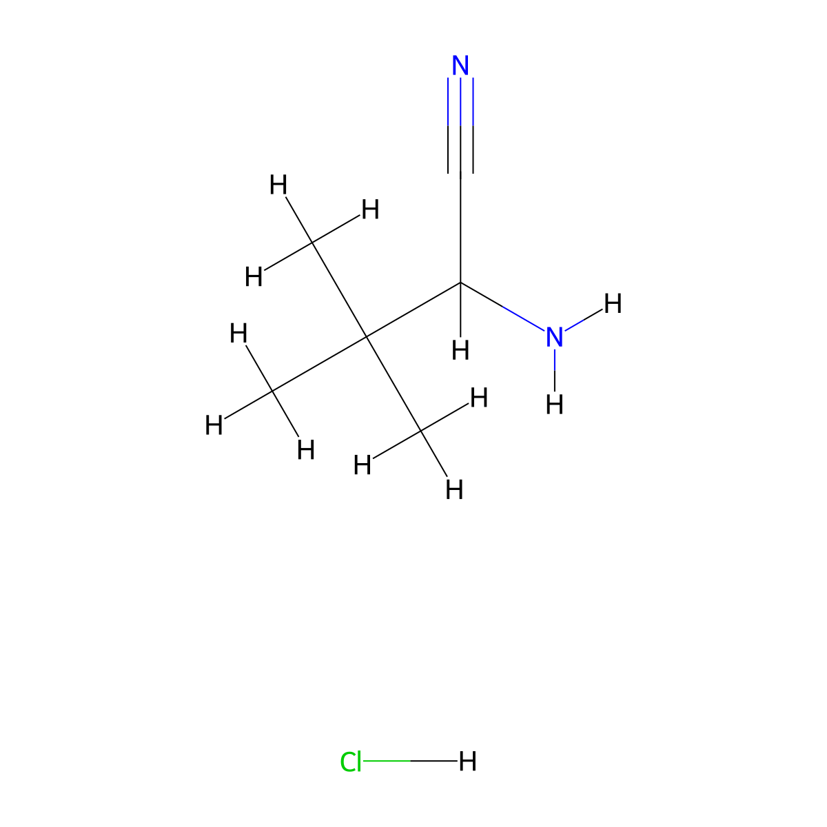 2-Amino-3,3-dimethylbutanenitrile hydrochloride molecular structure, CAS 1803596-52-2