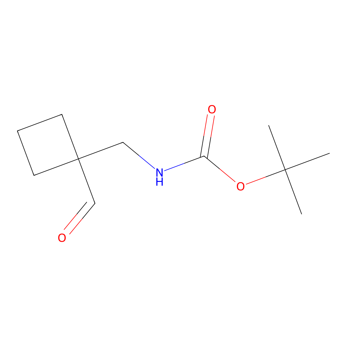 Carbamic acid, N-[(1-formylcyclobutyl)methyl]-, 1,1-dimethylethyl ester molecular structure, CAS 1803596-57-7