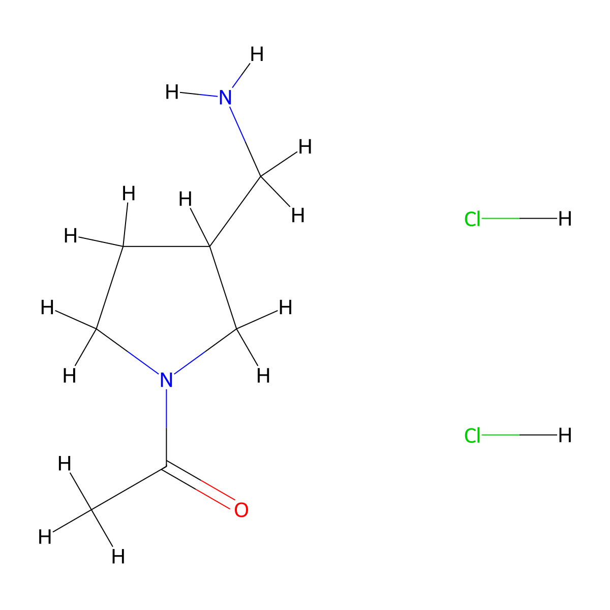 1-[3-(Aminomethyl)pyrrolidin-1-yl]ethan-1-one dihydrochloride molecular structure, CAS 1803596-63-5