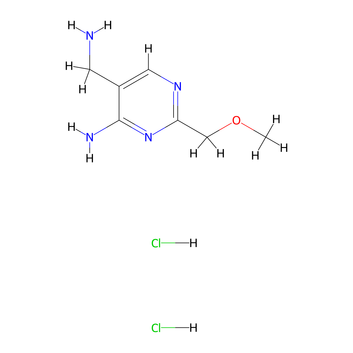 5-(Aminomethyl)-2-(methoxymethyl)pyrimidin-4-amine dihydrochloride molecular structure, CAS 1803596-71-5