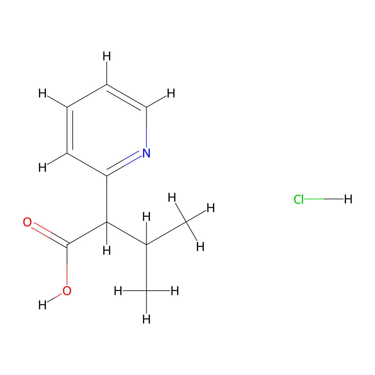 3-Methyl-2-(pyridin-2-yl)butanoic acid hydrochloride molecular structure, CAS 1803596-73-7