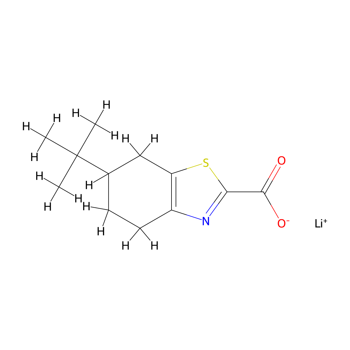 Lithium(1+) ion 6-tert-butyl-4,5,6,7-tetrahydro-1,3-benzothiazole-2-carboxylate molecular structure, CAS 1803596-74-8
