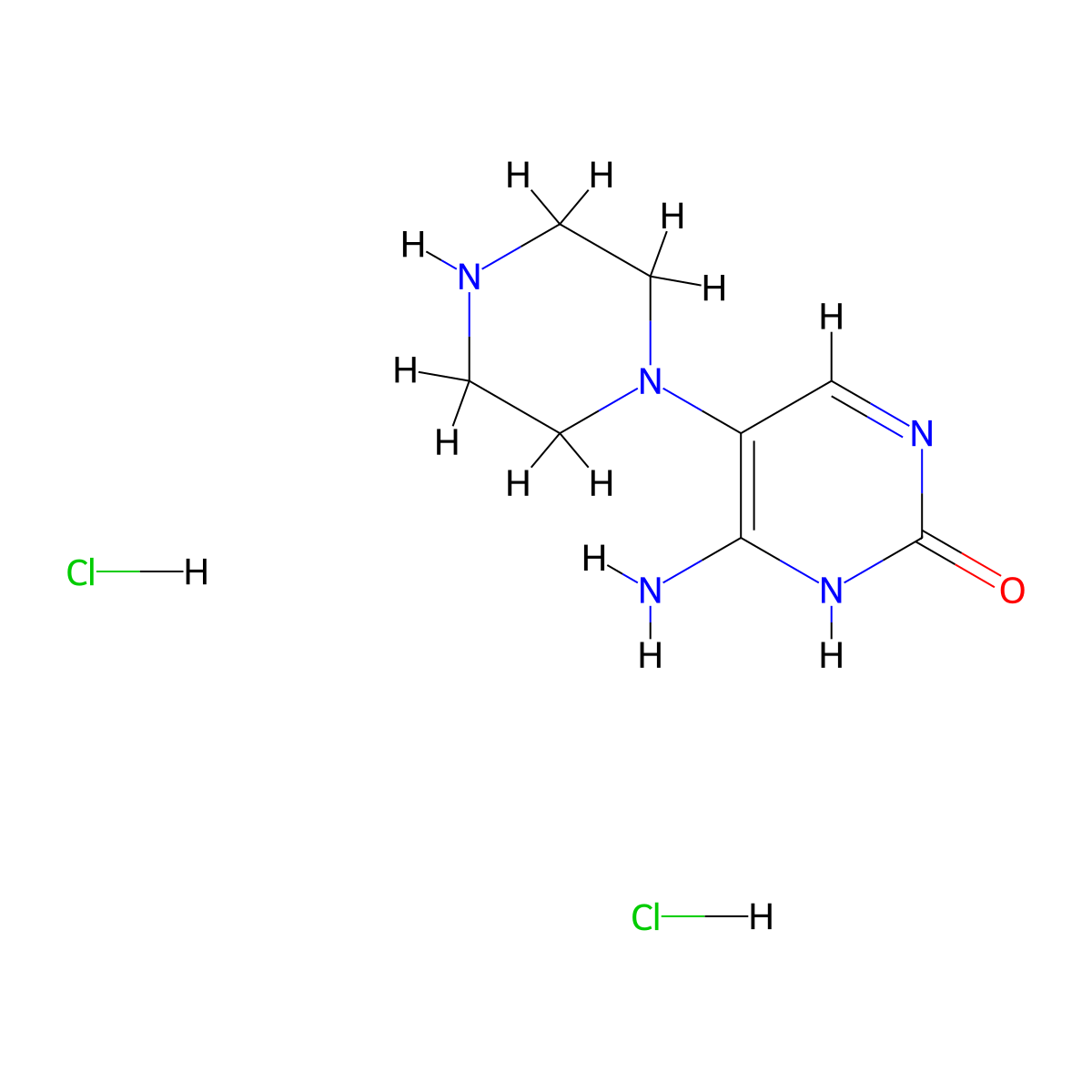 4-Amino-5-(piperazin-1-yl)-1,2-dihydropyrimidin-2-one dihydrochloride molecular structure, CAS 1803596-81-7
