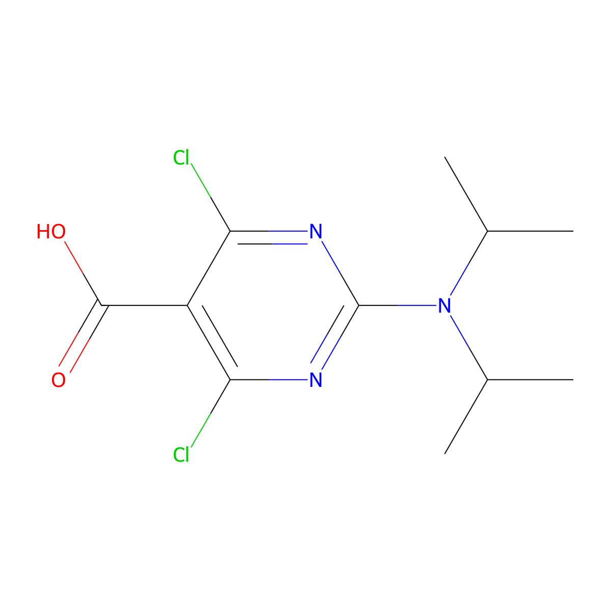 2-[Bis(propan-2-yl)amino]-4,6-dichloropyrimidine-5-carboxylic acid molecular structure, CAS 1803596-86-2