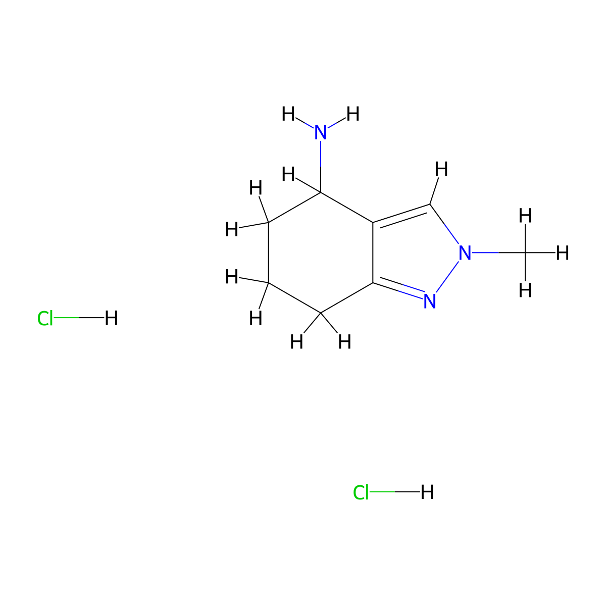 2-methyl-4,5,6,7-tetrahydro-2H-indazol-4-amine dihydrochloride molecular structure, CAS 1803596-89-5