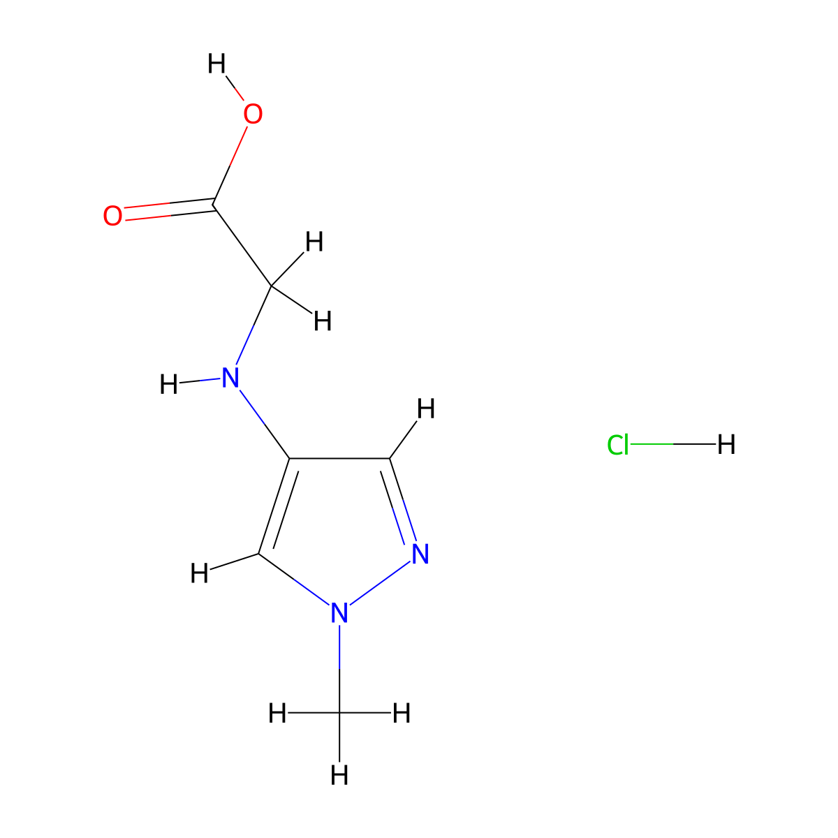 2-[(1-methyl-1H-pyrazol-4-yl)amino]acetic acid hydrochloride molecular structure, CAS 1803596-91-9