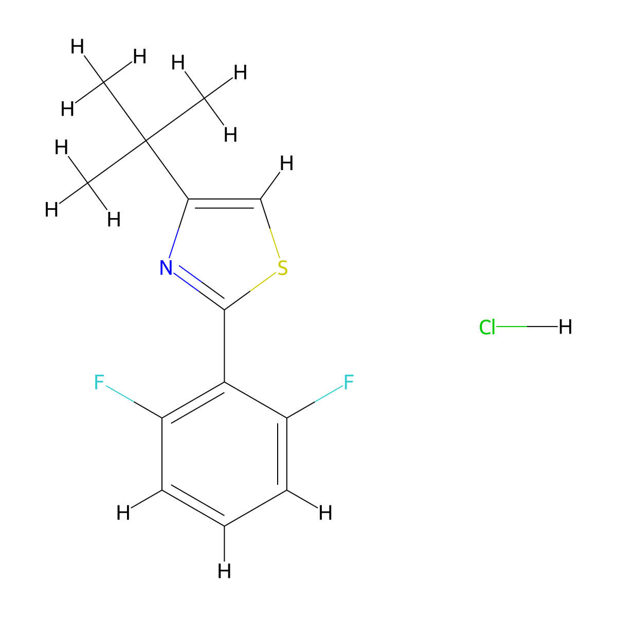 4-Tert-butyl-2-(2,6-difluorophenyl)-1,3-thiazole hydrochloride molecular structure, CAS 1803597-00-3