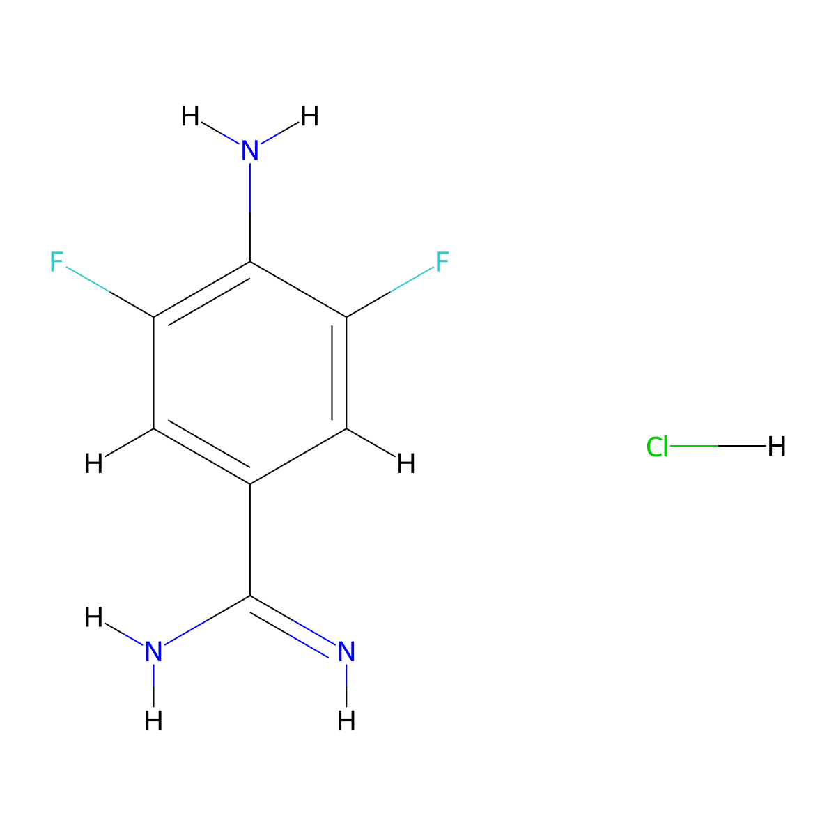 4-Amino-3,5-difluorobenzene-1-carboximidamide hydrochloride molecular structure, CAS 1803597-06-9