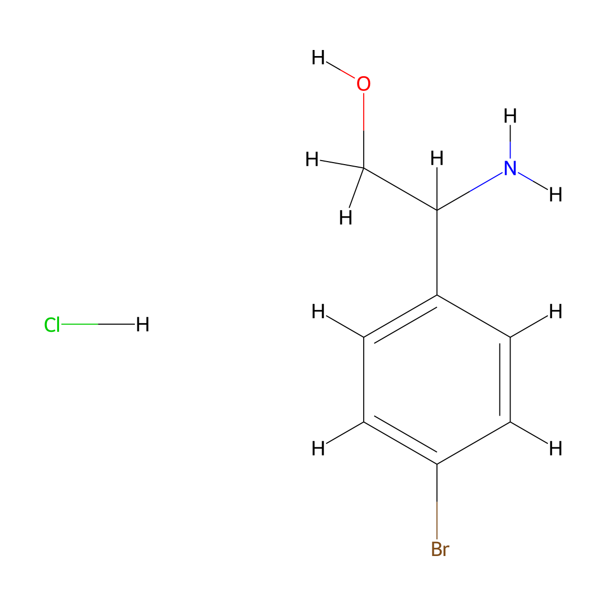 2-Amino-2-(4-bromophenyl)ethan-1-ol hydrochloride molecular structure, CAS 1803597-16-1