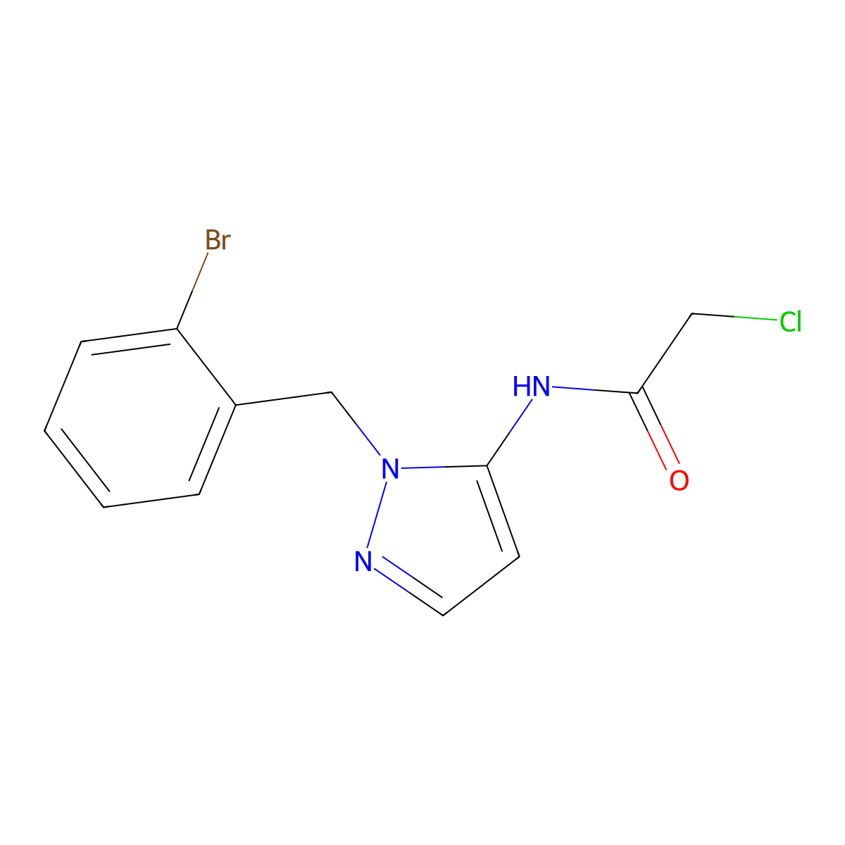 N-{1-[(2-bromophenyl)methyl]-1H-pyrazol-5-yl}-2-chloroacetamide molecular structure, CAS 1803597-20-7