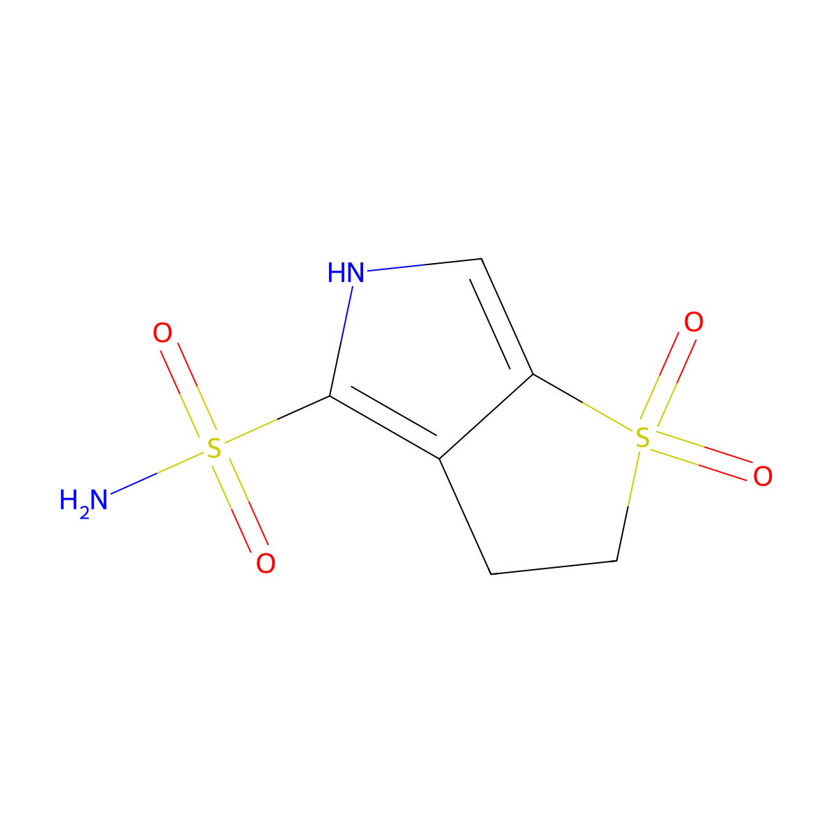 1,1-dioxo-2H,3H,5H-1lambda6-thieno[2,3-c]pyrrole-4-sulfonamide molecular structure, CAS 1803597-27-4