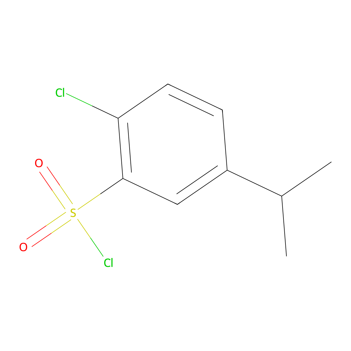 2-Chloro-5-(propan-2-yl)benzene-1-sulfonyl chloride molecular structure, CAS 1803597-45-6