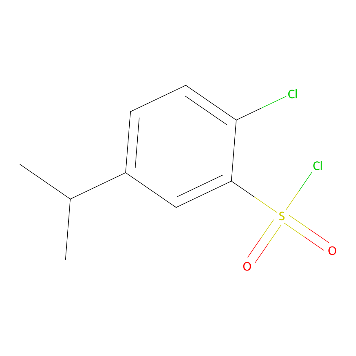 2-Chloro-5-(propan-2-yl)benzene-1-sulfonyl chloride molecular structure, CAS 1803597-45-6