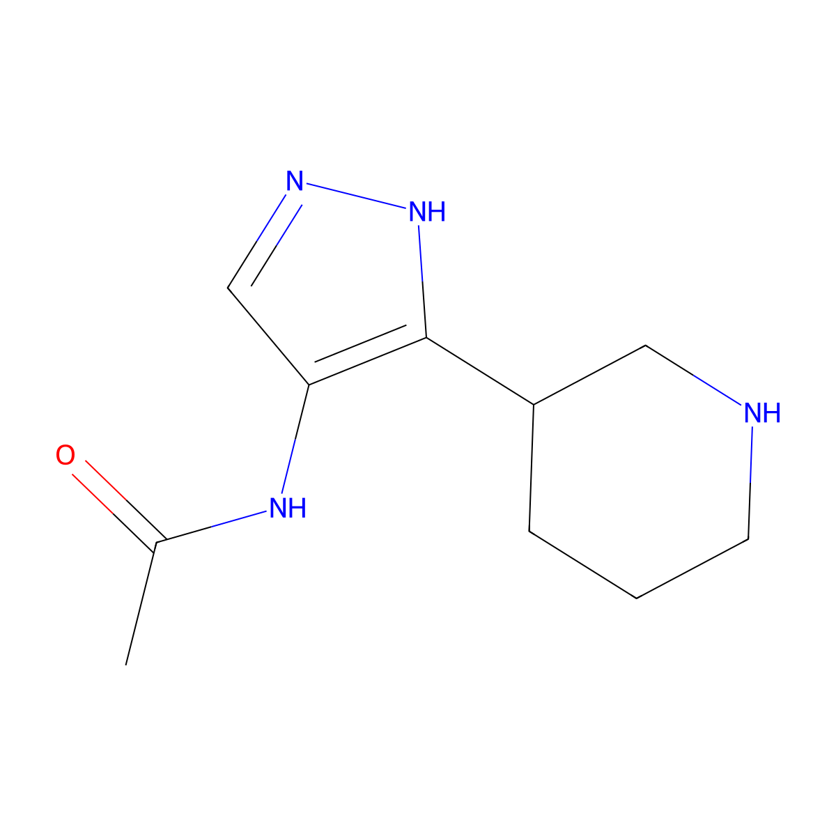 N-[3-(piperidin-3-yl)-1H-pyrazol-4-yl]acetamide molecular structure, CAS 1803597-48-9