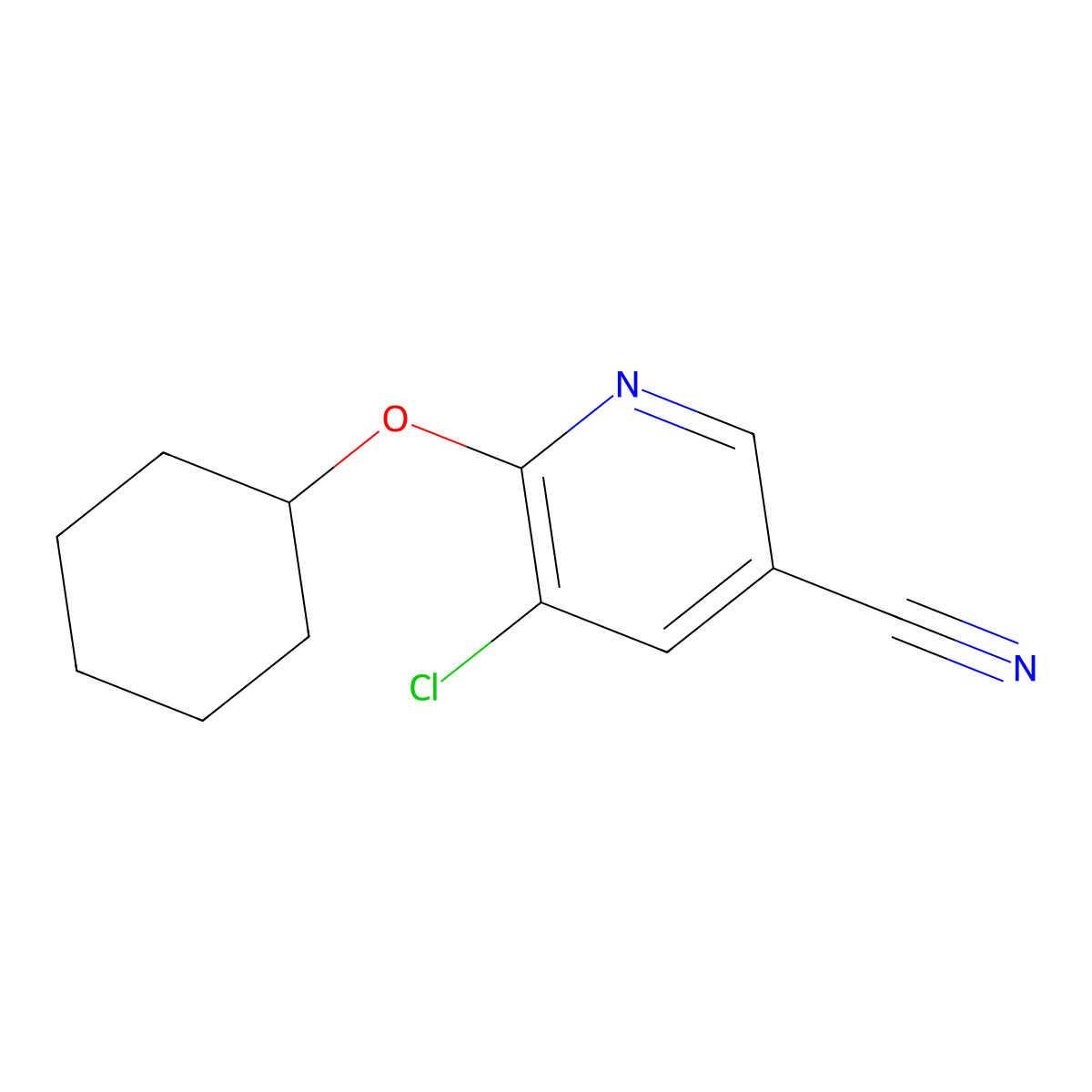 5-Chloro-6-(cyclohexyloxy)pyridine-3-carbonitrile molecular structure, CAS 1803597-56-9