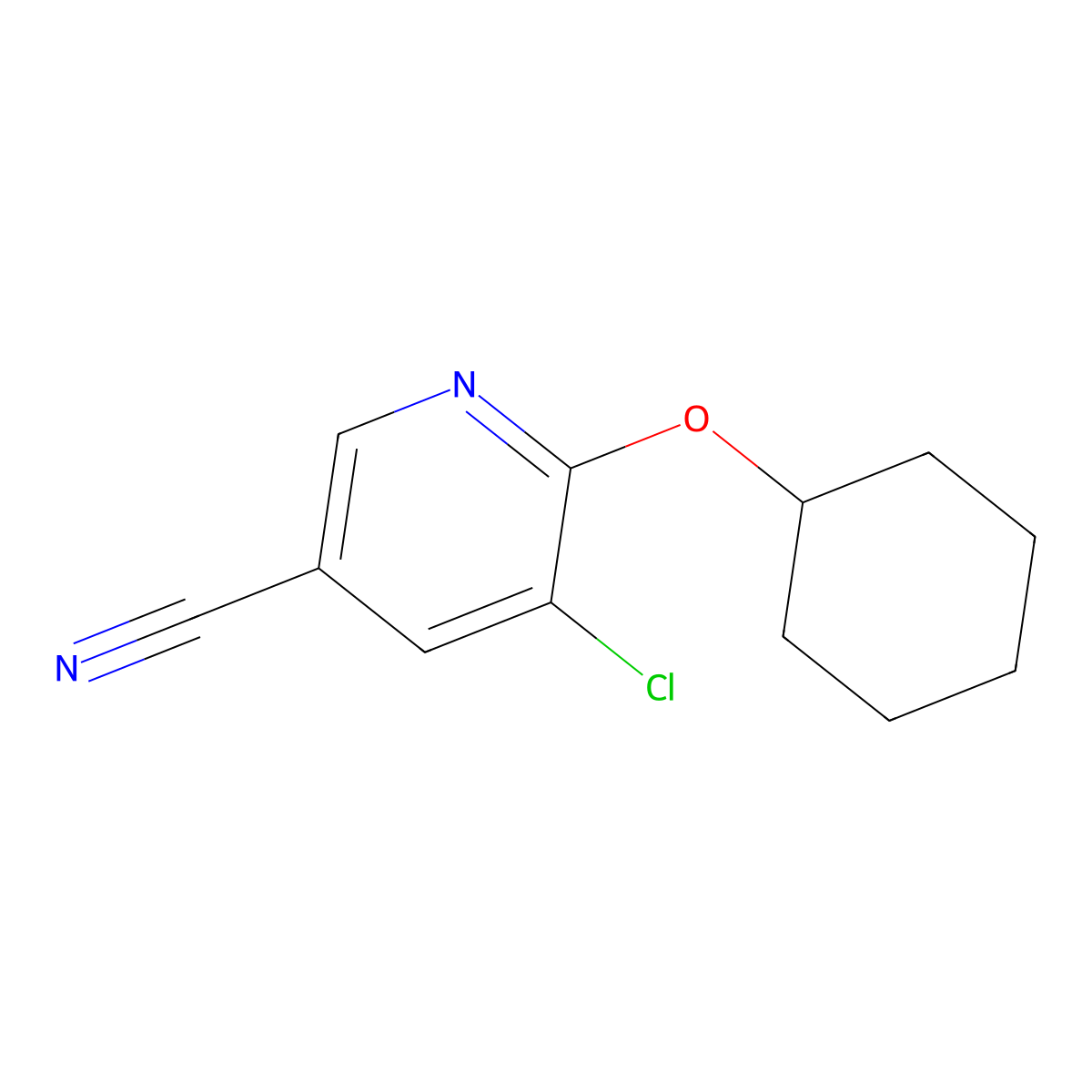 5-Chloro-6-(cyclohexyloxy)pyridine-3-carbonitrile molecular structure, CAS 1803597-56-9