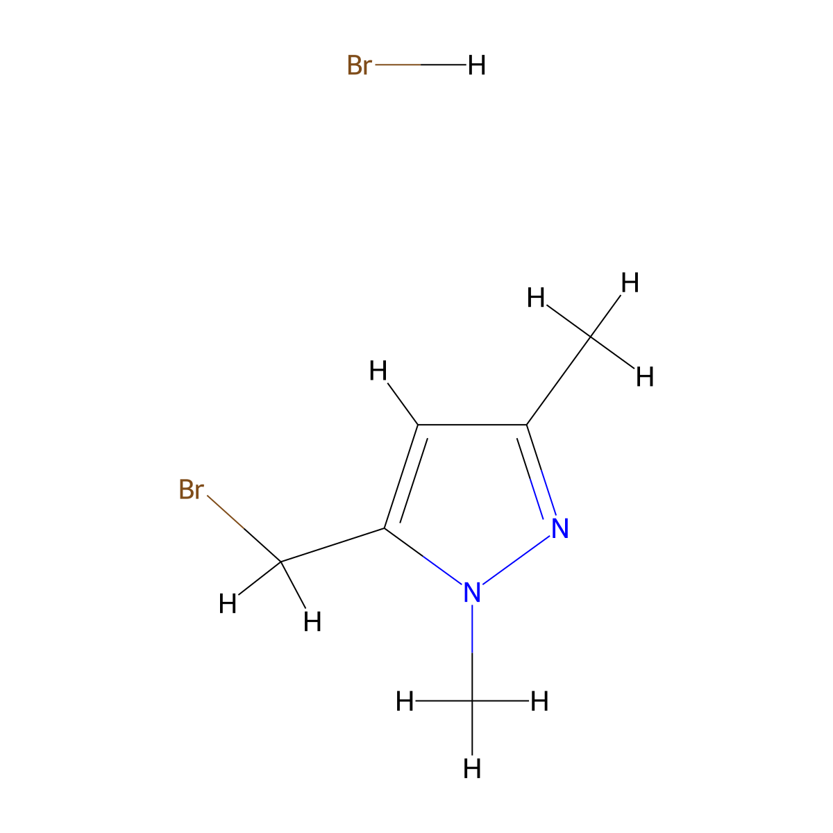 5-(bromomethyl)-1,3-dimethyl-1H-pyrazole hydrobromide molecular structure, CAS 1803597-58-1