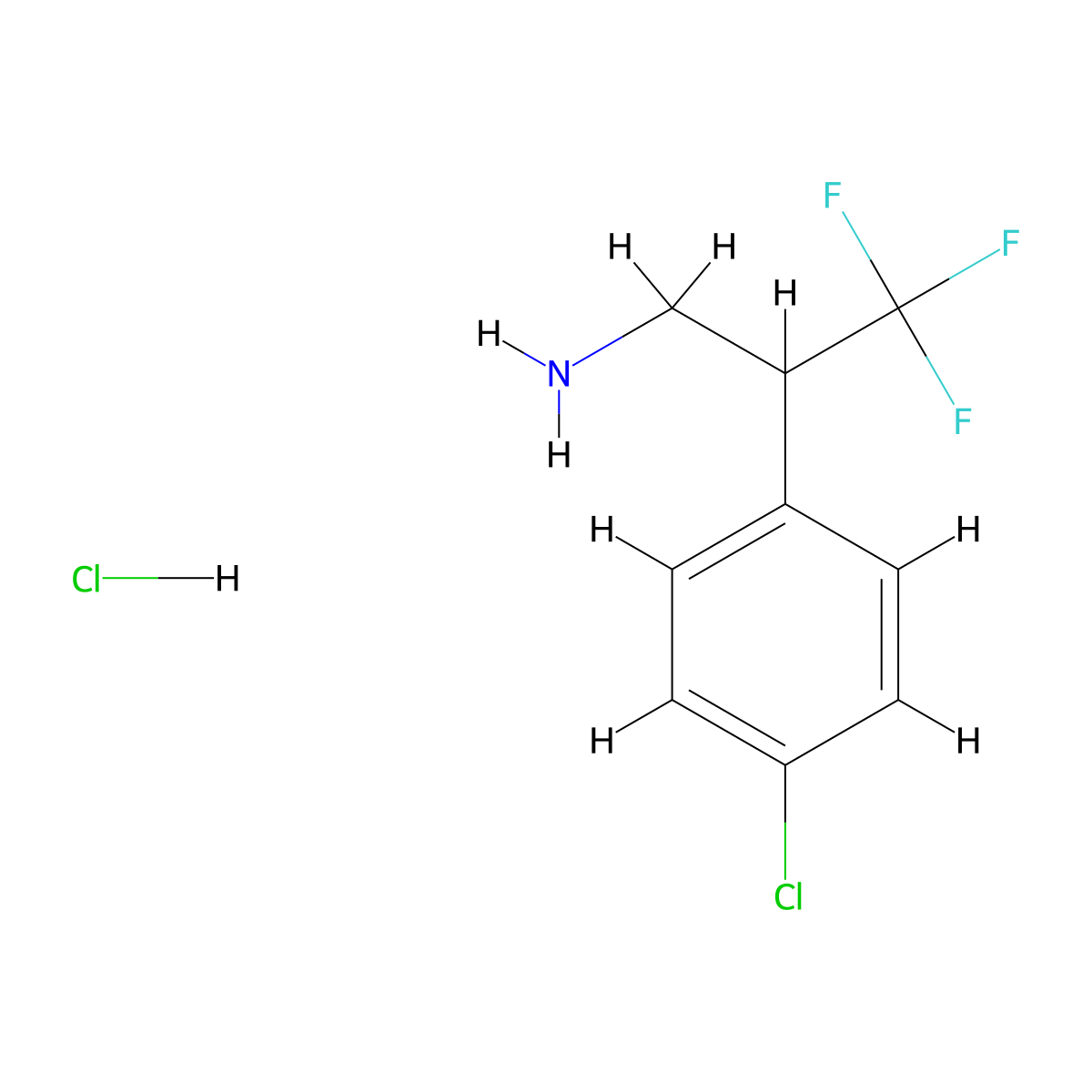 2-(4-Chlorophenyl)-3,3,3-trifluoropropan-1-amine hydrochloride molecular structure, CAS 1803597-68-3