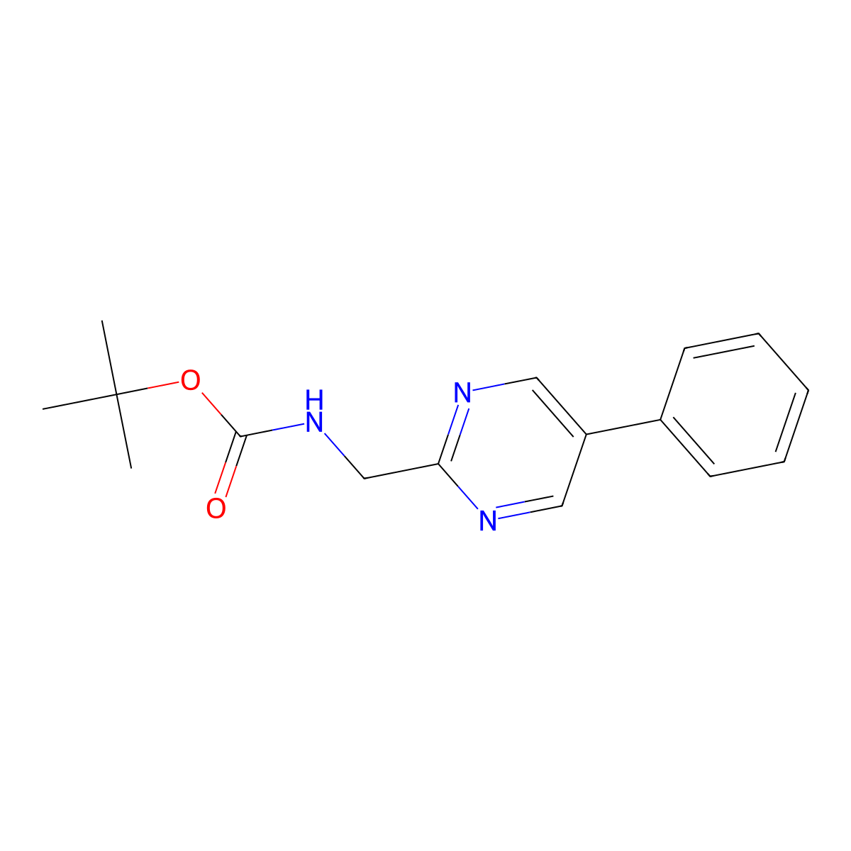 tert-butyl N-[(5-phenylpyrimidin-2-yl)methyl]carbamate molecular structure, CAS 1803597-71-8