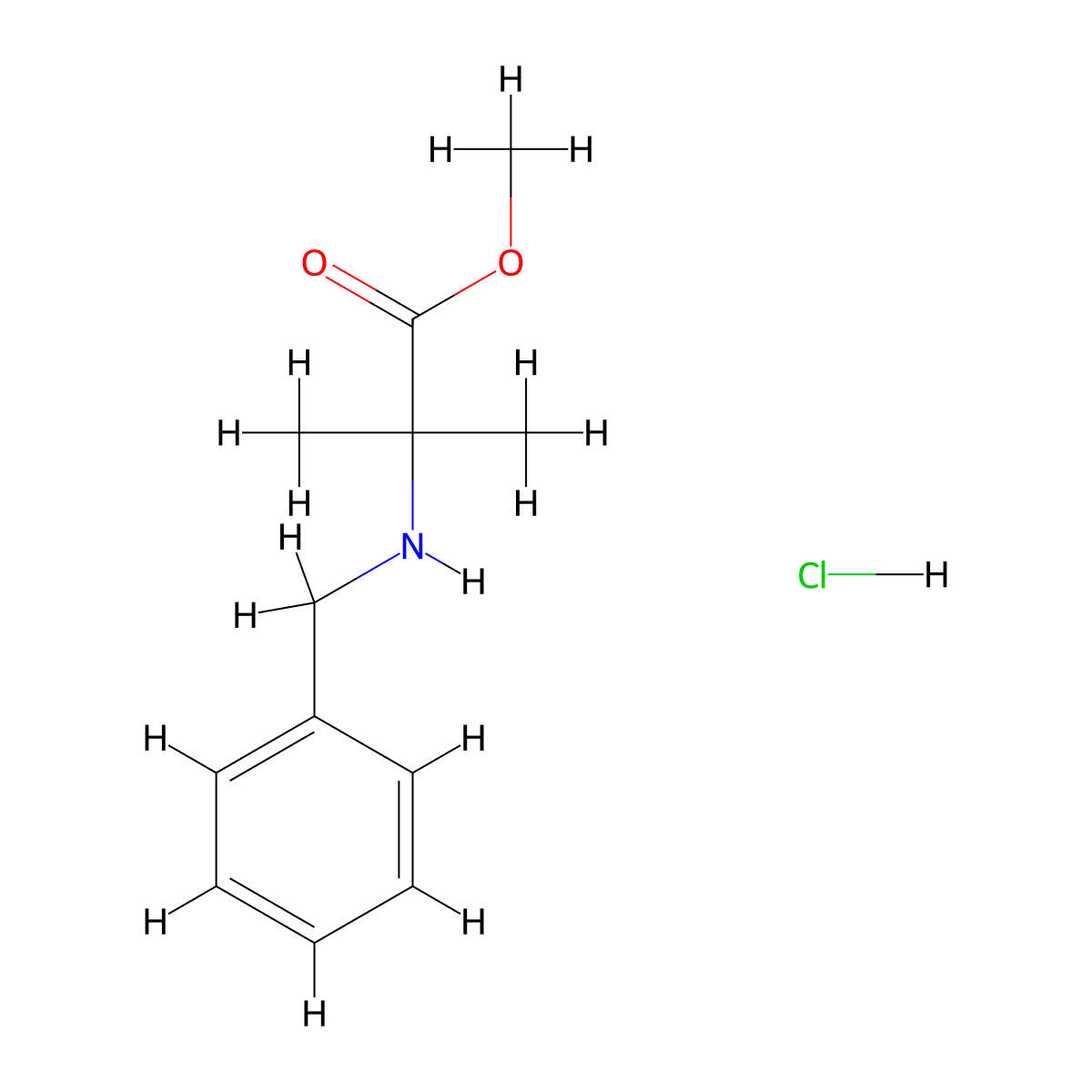 Methyl 2-(benzylamino)-2-methylpropanoate hydrochloride molecular structure, CAS 1803597-78-5