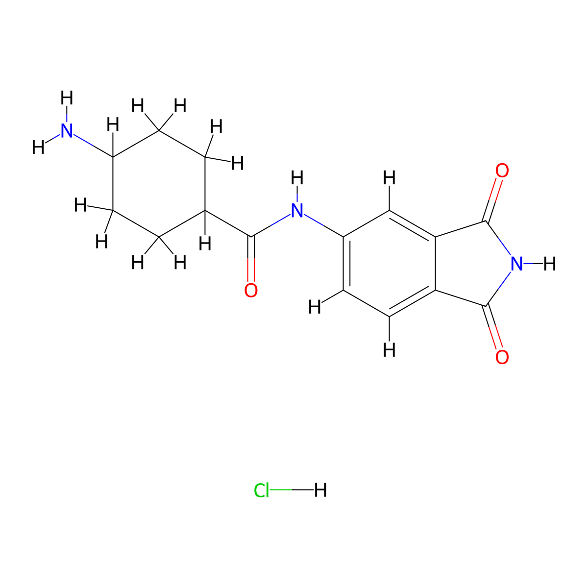 4-amino-N-(1,3-dioxo-2,3-dihydro-1H-isoindol-5-yl)cyclohexane-1-carboxamide hydrochloride molecular structure, CAS 1803597-88-7