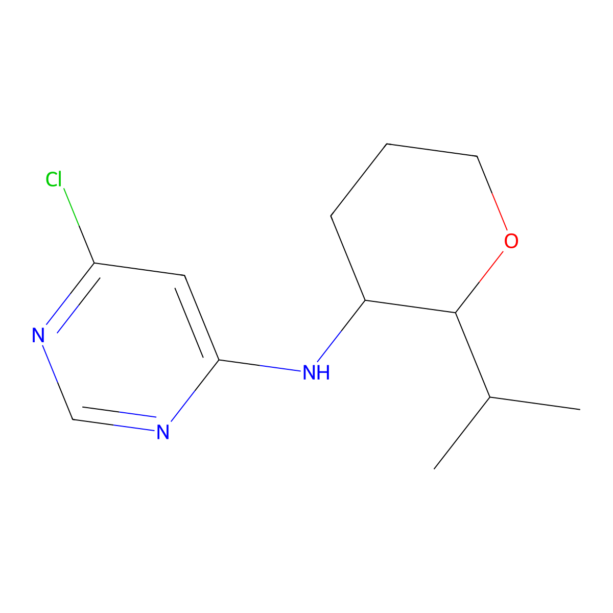 6-chloro-N-[2-(propan-2-yl)oxan-3-yl]pyrimidin-4-amine molecular structure, CAS 1803597-99-0