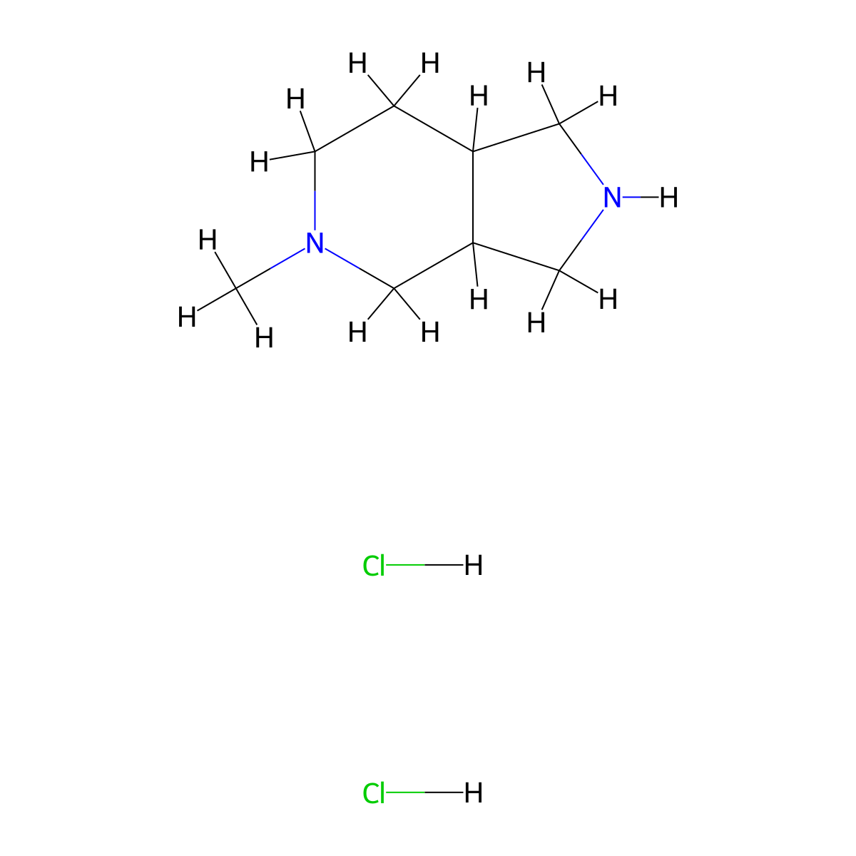 5-methyl-octahydro-1H-pyrrolo[3,4-c]pyridine dihydrochloride molecular structure, CAS 1803598-04-0