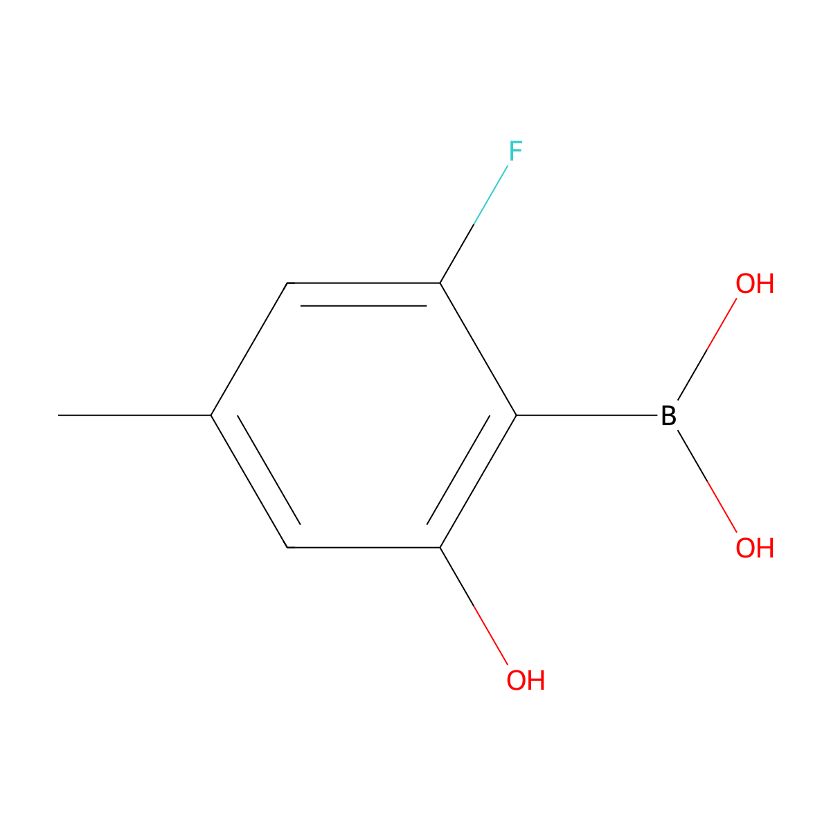 2-Fluoro-6-hydroxy-4-methylphenylboronic acid molecular structure, CAS 1803598-06-2