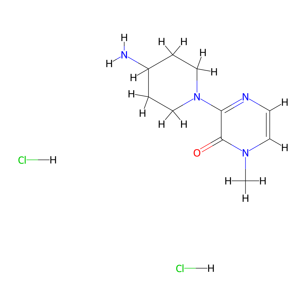 3-(4-Aminopiperidin-1-yl)-1-methyl-1,2-dihydropyrazin-2-one dihydrochloride molecular structure, CAS 1803598-11-9