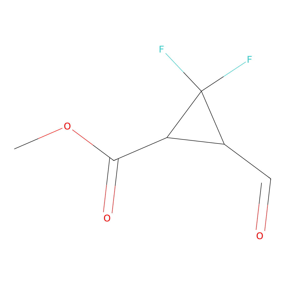 Methyl 2,2-difluoro-3-formylcyclopropane-1-carboxylate molecular structure, CAS 1803598-13-1