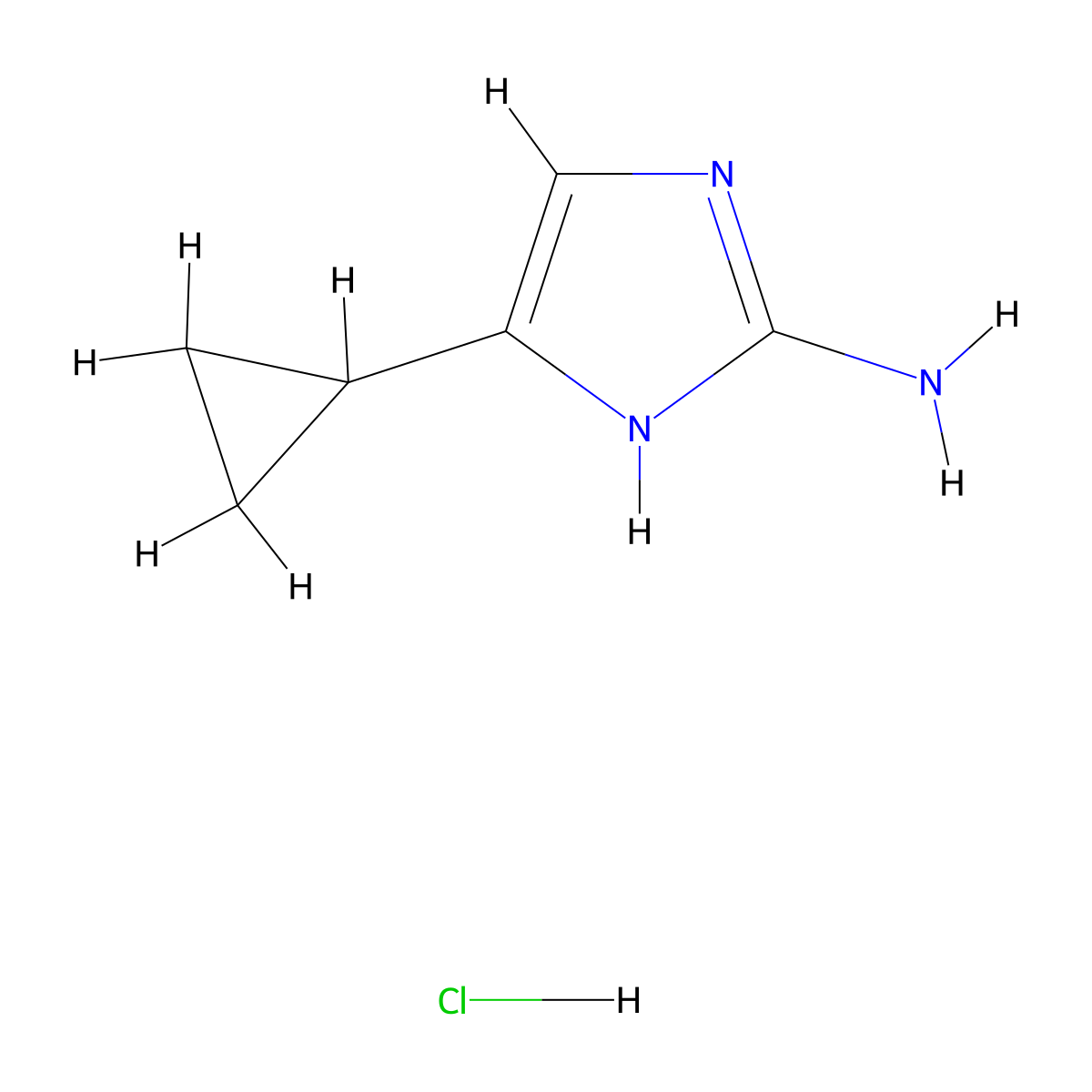 4-cyclopropyl-1H-imidazol-2-amine hydrochloride molecular structure, CAS 1803598-15-3