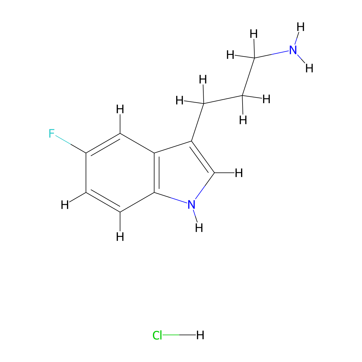 3-(5-fluoro-1H-indol-3-yl)propan-1-amine hydrochloride molecular structure, CAS 1803598-21-1