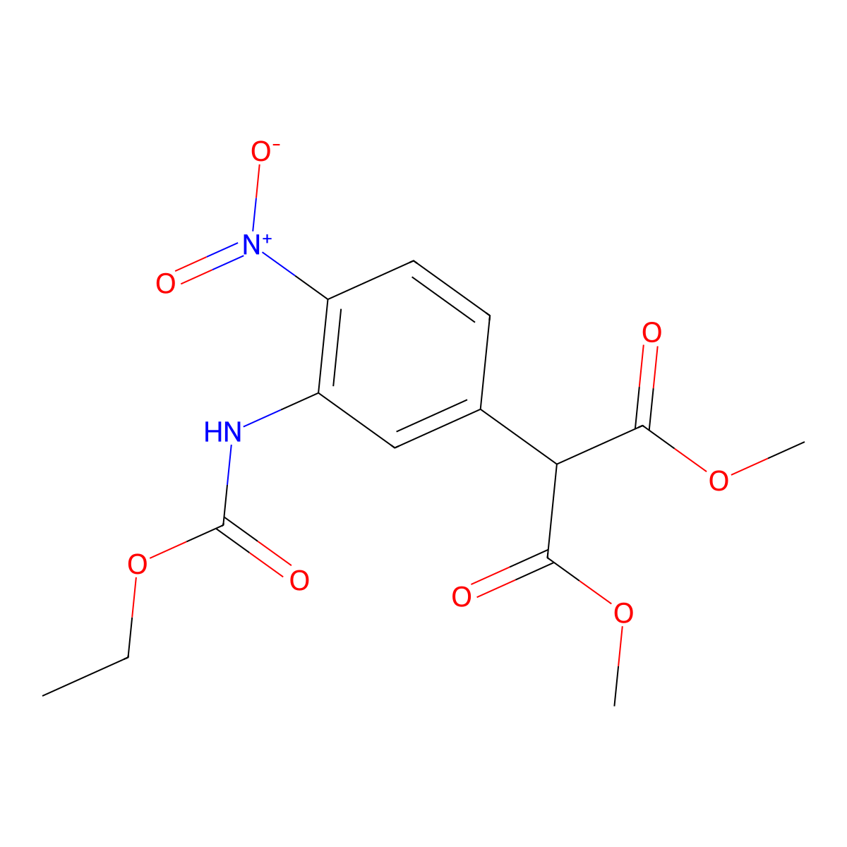1,3-Dimethyl 2-{3-[(ethoxycarbonyl)amino]-4-nitrophenyl}propanedioate molecular structure, CAS 1803598-22-2