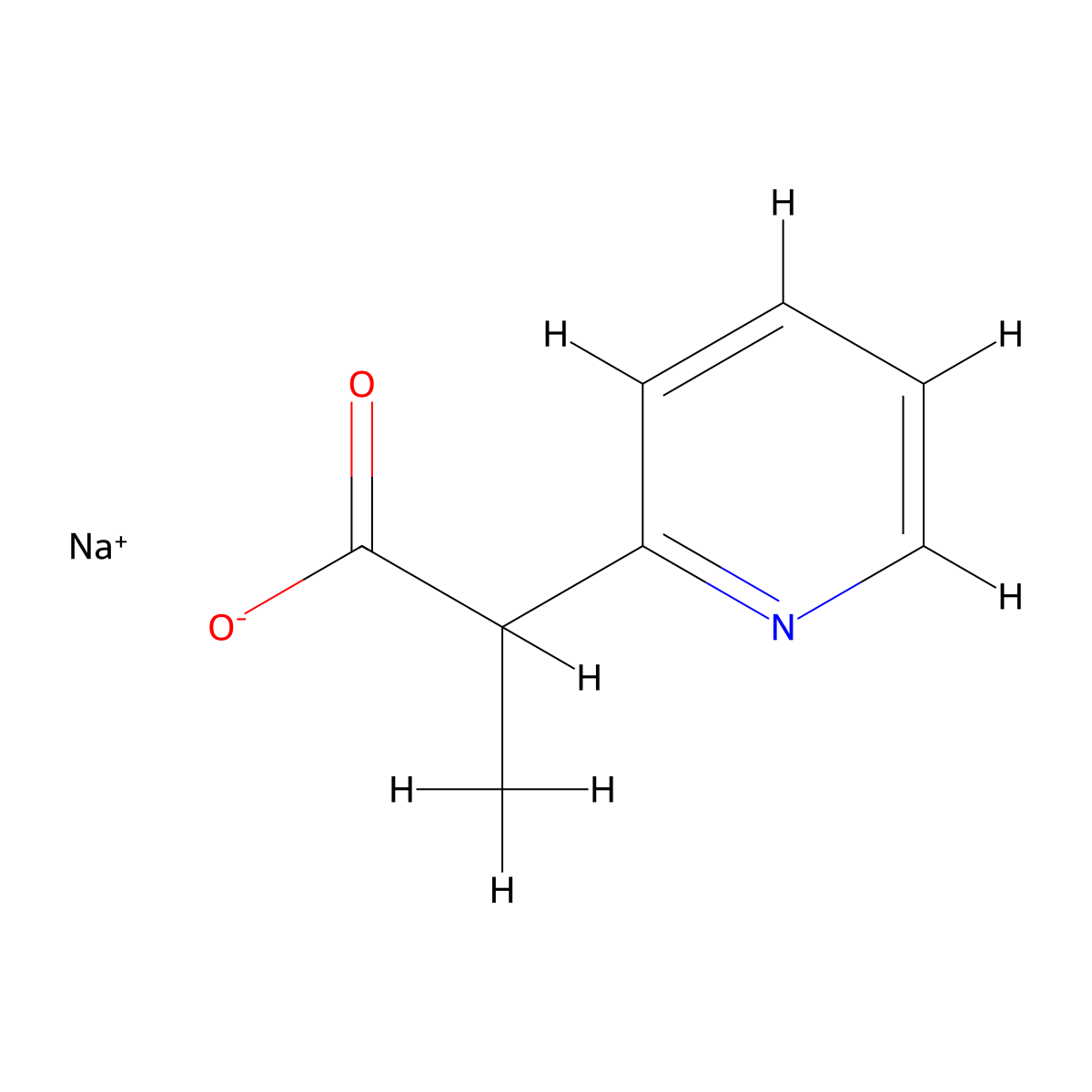 Sodium 2-(pyridin-2-yl)propanoate molecular structure, CAS 1803598-27-7