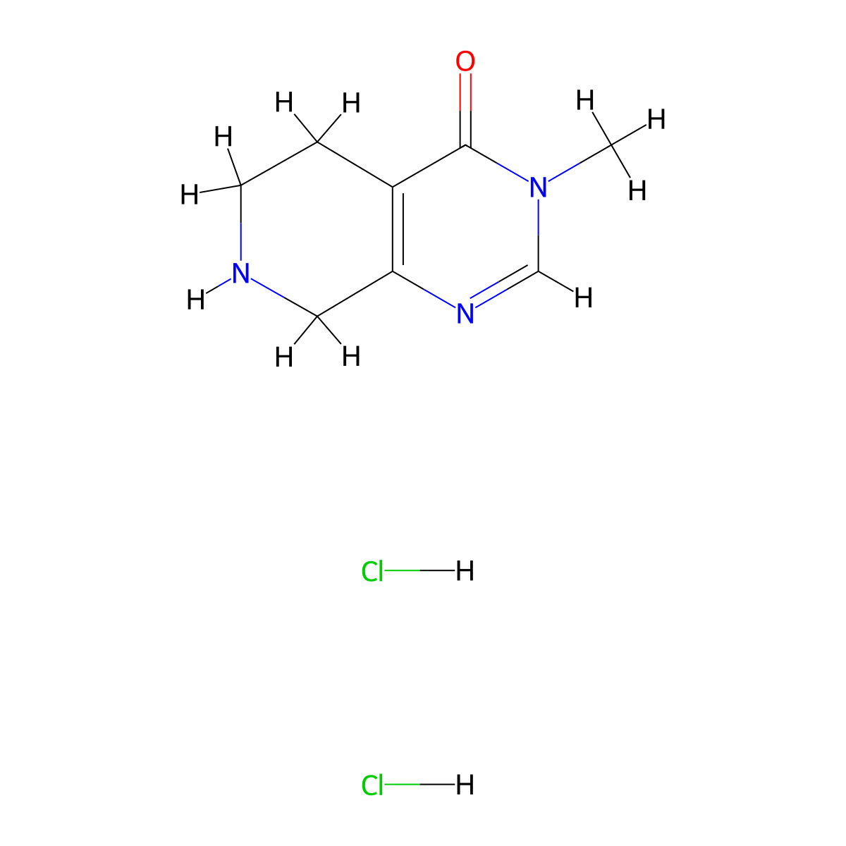 3-methyl-3H,4H,5H,6H,7H,8H-pyrido(3,4-d)pyrimidin-4-one dihydrochloride molecular structure, CAS 1803598-30-2