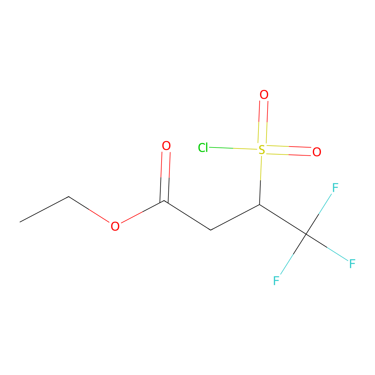 Ethyl 3-(chlorosulfonyl)-4,4,4-trifluorobutanoate molecular structure, CAS 1803598-32-4