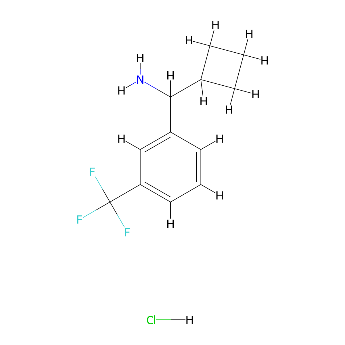Cyclobutyl[3-(trifluoromethyl)phenyl]methanamine hydrochloride molecular structure, CAS 1803598-33-5