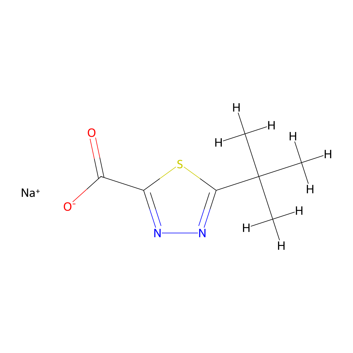 Sodium 5-tert-butyl-1,3,4-thiadiazole-2-carboxylate molecular structure, CAS 1803598-34-6