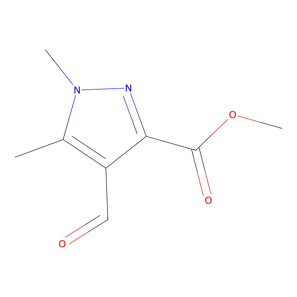methyl 4-formyl-1,5-dimethyl-1H-pyrazole-3-carboxylate molecular structure, CAS 1803598-37-9