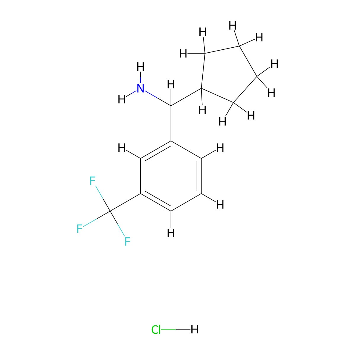 Cyclopentyl(3-(trifluoromethyl)phenyl)methanamine hydrochloride molecular structure, CAS 1803598-40-4