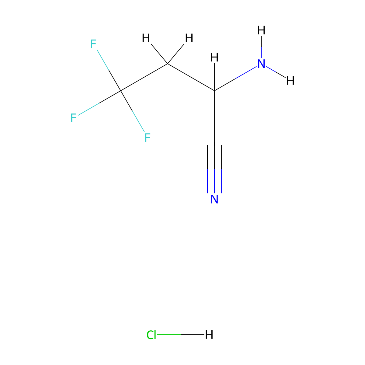 2-Amino-4,4,4-trifluorobutanenitrile hydrochloride molecular structure, CAS 1803598-49-3