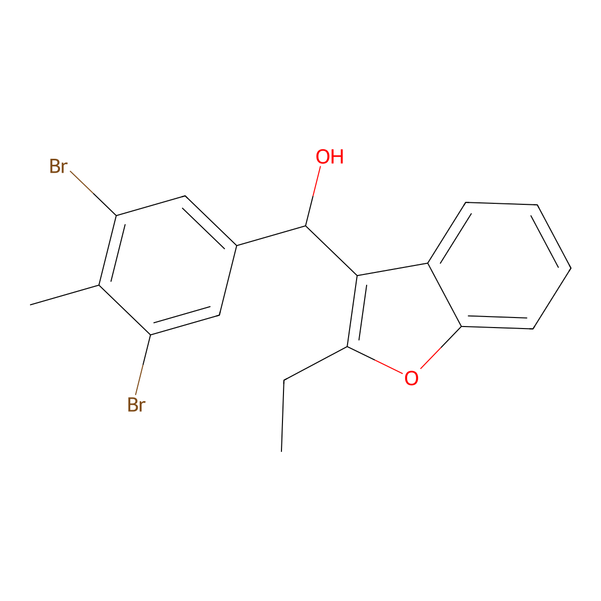 (3,5-Dibromo-4-methylphenyl)(2-ethyl-1-benzofuran-3-yl)methanol molecular structure, CAS 1803598-50-6