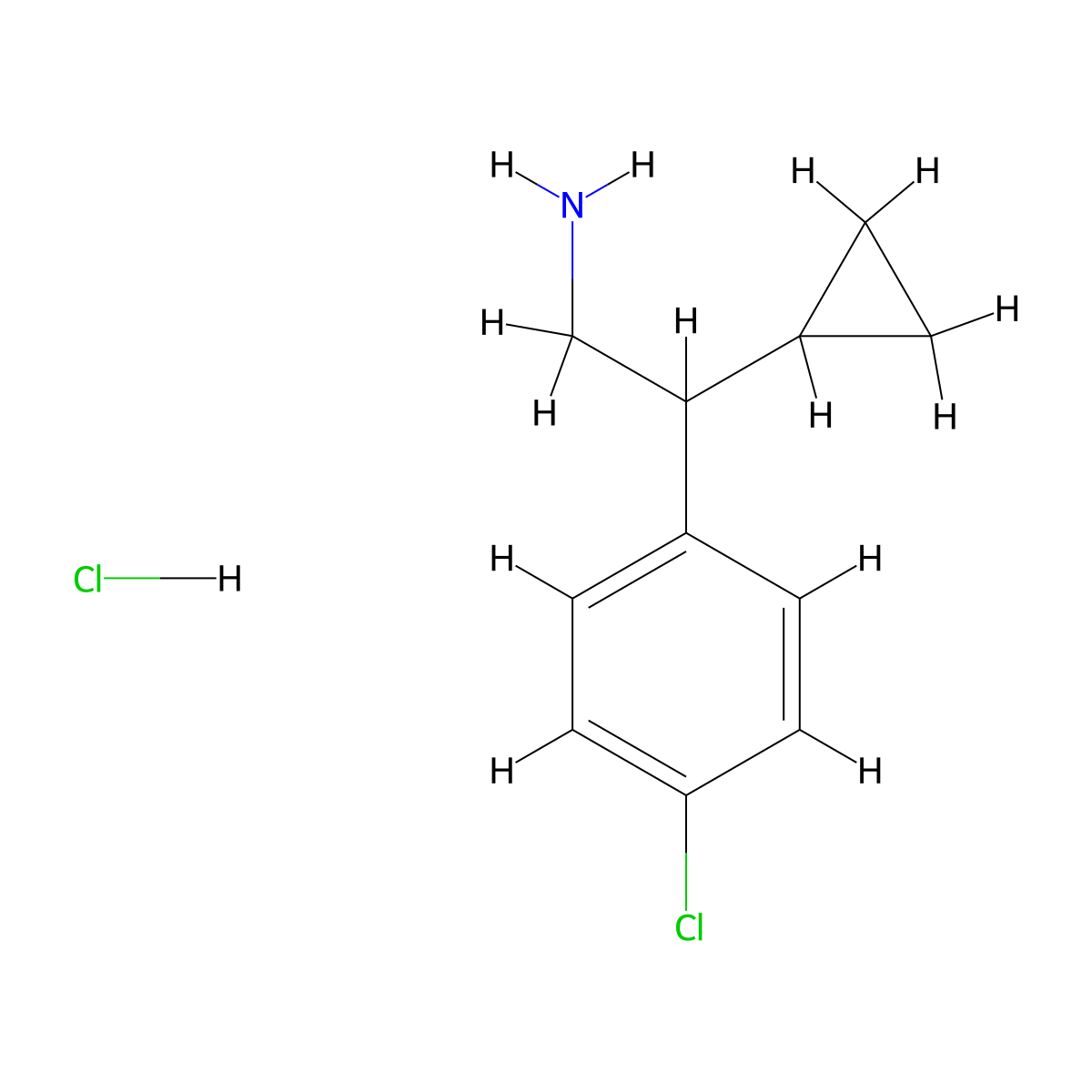 2-(4-Chlorophenyl)-2-cyclopropylethan-1-amine hydrochloride molecular structure, CAS 1803598-54-0