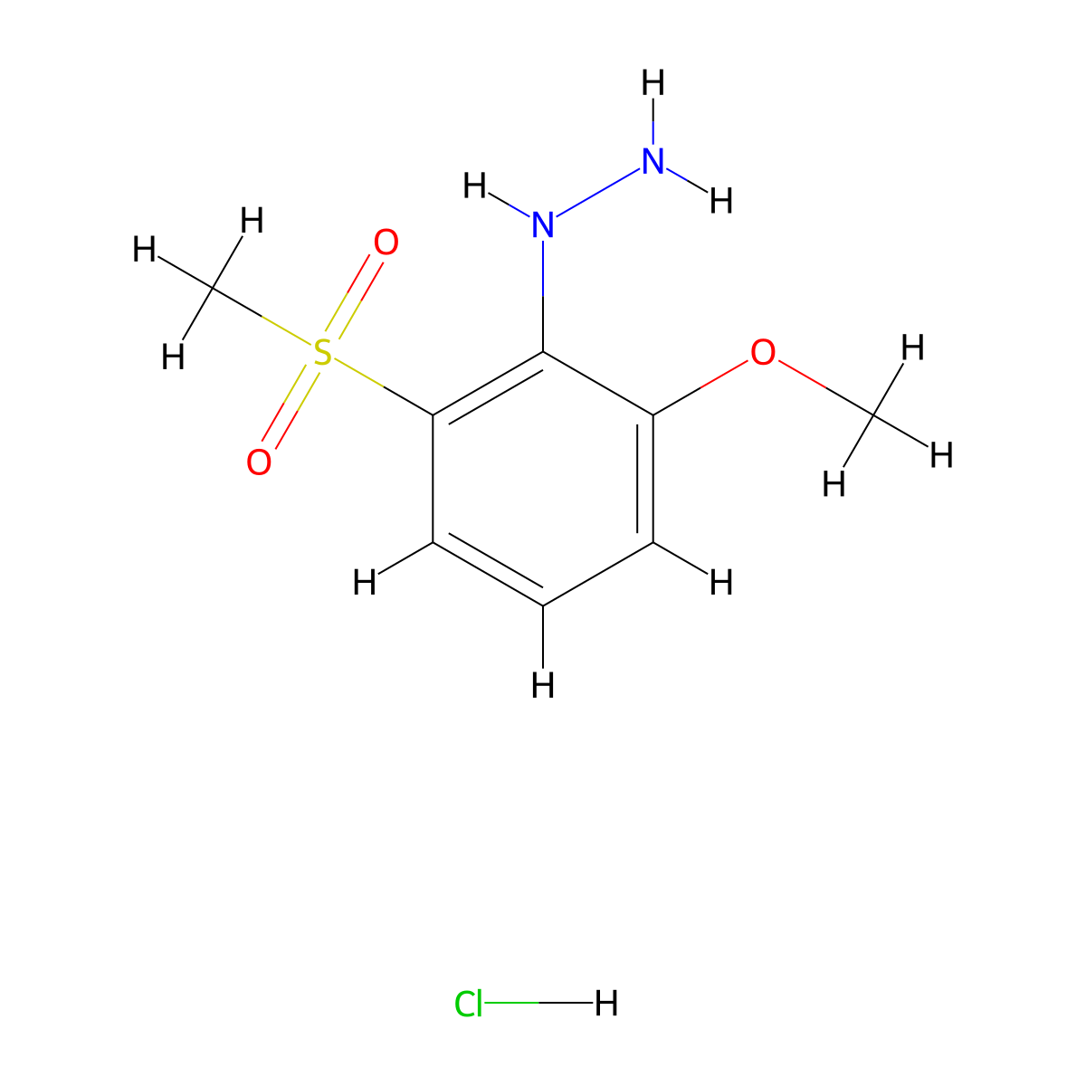 (2-Methanesulfonyl-6-methoxyphenyl)hydrazine hydrochloride molecular structure, CAS 1803598-65-3