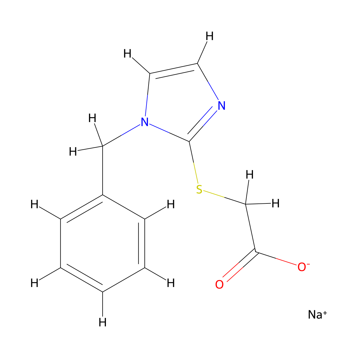 sodium 2-[(1-benzyl-1H-imidazol-2-yl)sulfanyl]acetate molecular structure, CAS 1803598-72-2