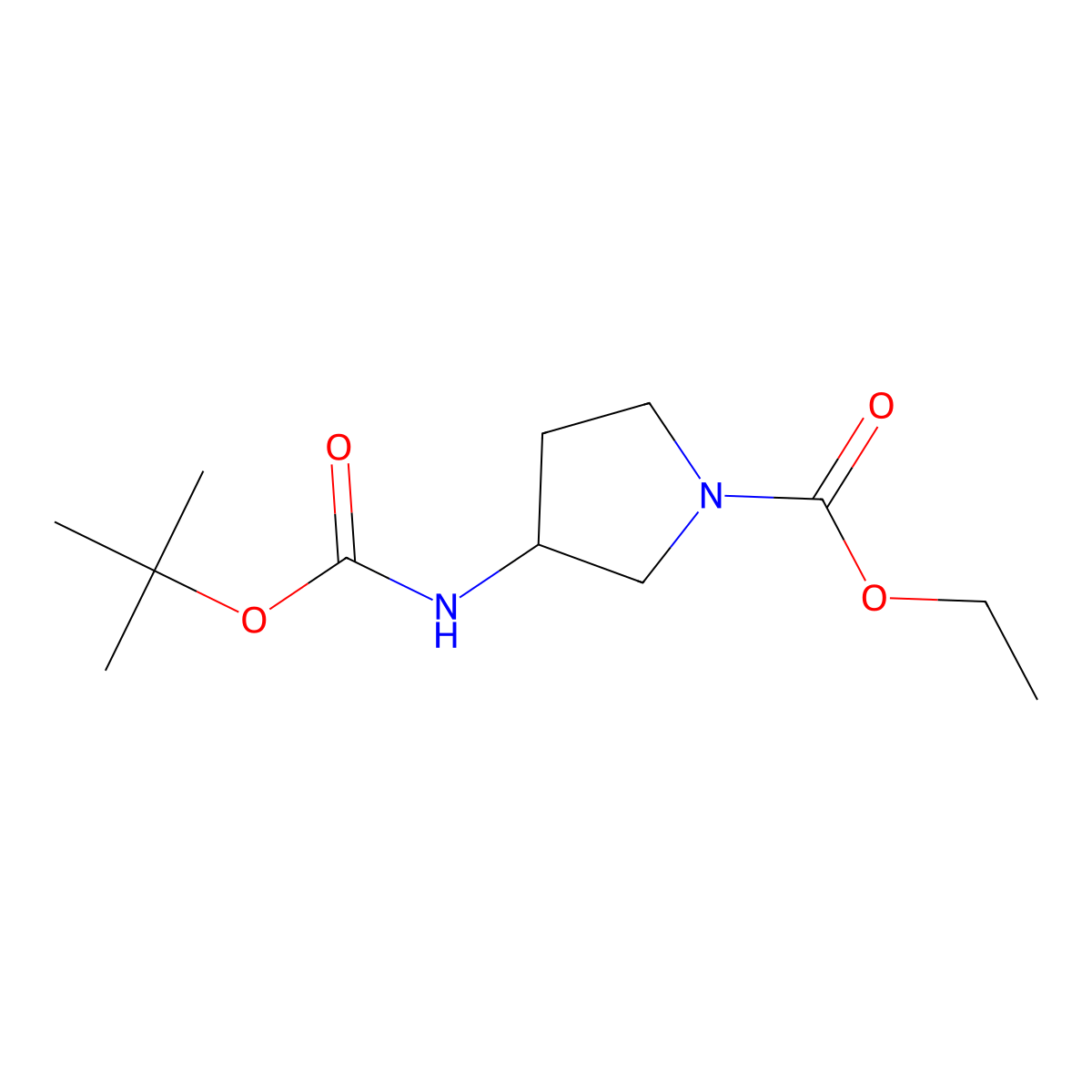Ethyl 3-{[(tert-butoxy)carbonyl]amino}pyrrolidine-1-carboxylate molecular structure, CAS 1803598-73-3