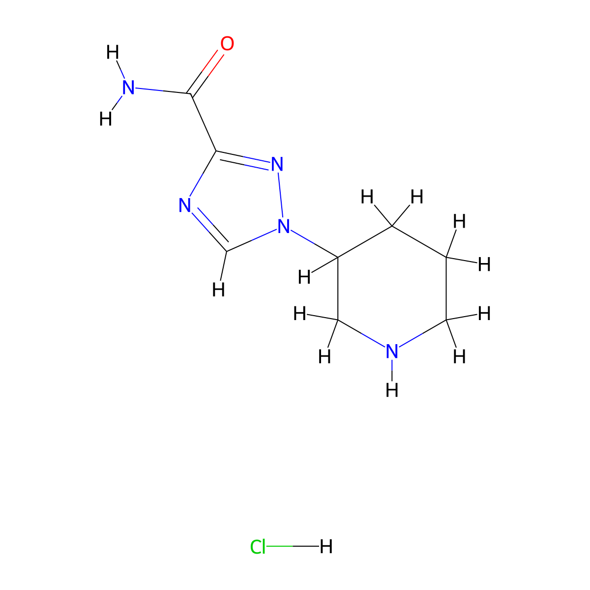 1-(piperidin-3-yl)-1H-1,2,4-triazole-3-carboxamide hydrochloride molecular structure, CAS 1803598-77-7