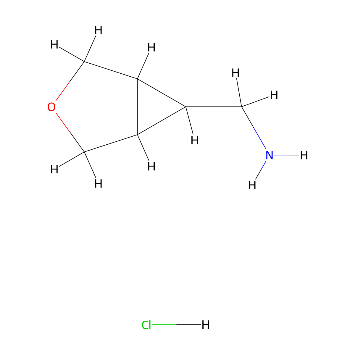 3-Oxabicyclo(3.1.0)hexan-6-ylmethanamine hydrochloride molecular structure, CAS 1803598-78-8