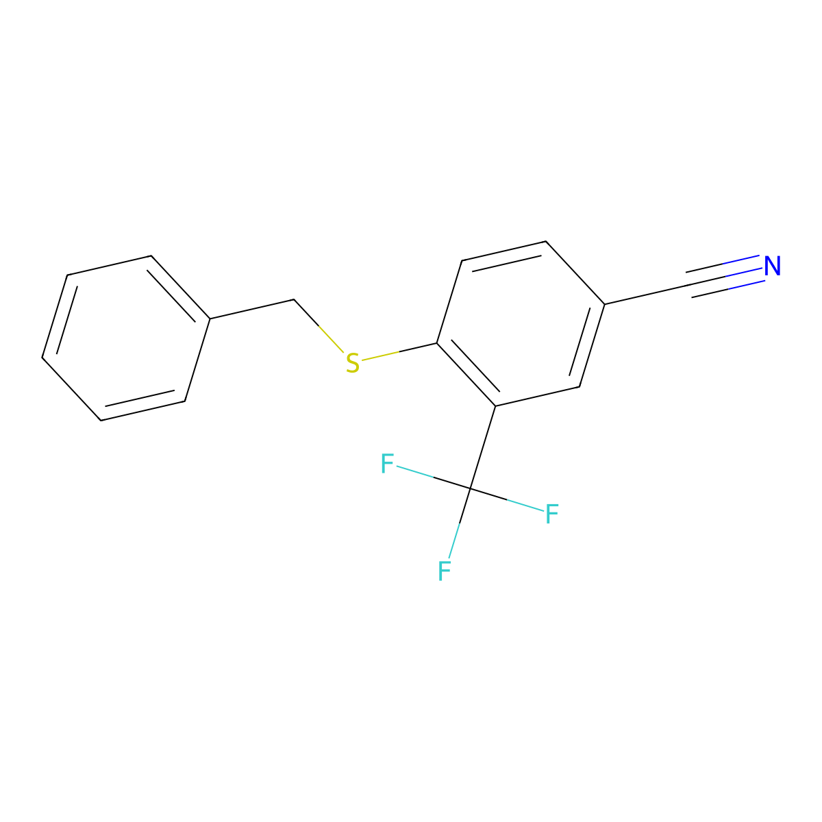 4-(Benzylsulfanyl)-3-(trifluoromethyl)benzonitrile molecular structure, CAS 1803598-80-2