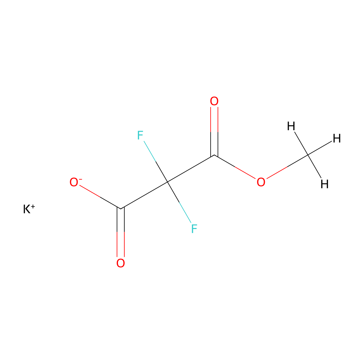 Potassium 2,2-difluoro-3-methoxy-3-oxopropanoate molecular structure, CAS 1803598-83-5